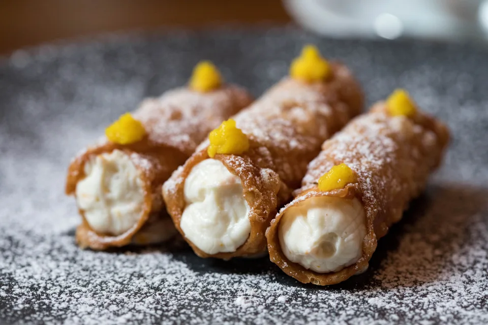 BookNoFees: Primjer fotografije: Cannoli s kremastim punjenjem i posut šećerom u prahu